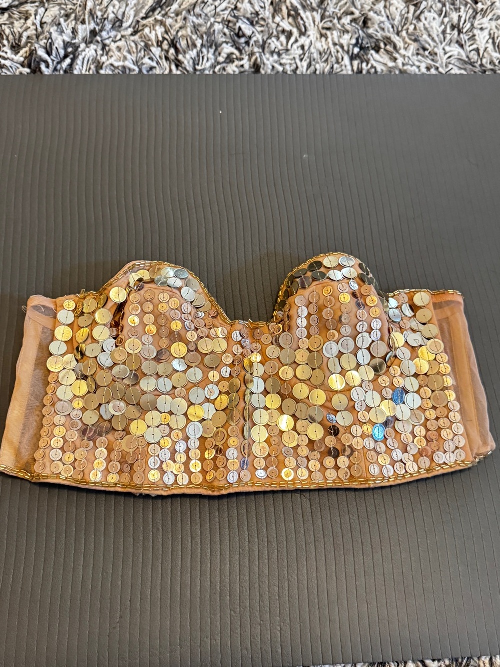 NWT: NBD Gold Sequin Strapless Bandeau Crop Top